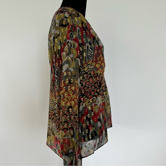ZADIG & VOLTAIRE deluxe gold silk blouse top. TOUMI DELUXE top. Semi sheer blous - Picture 4 of 8